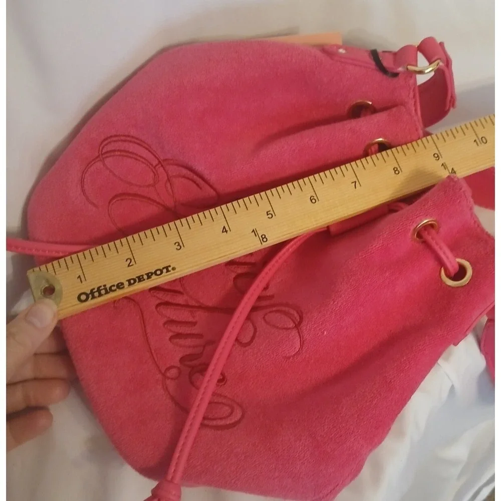 Juicy Couture Beach Couture Crossbody Terry Cloth Pink Flash Bucket Bag New